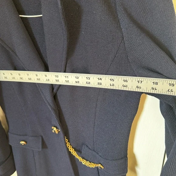 St. John Dark Blue Blazer with Gold Accents - Picture 3 of 7